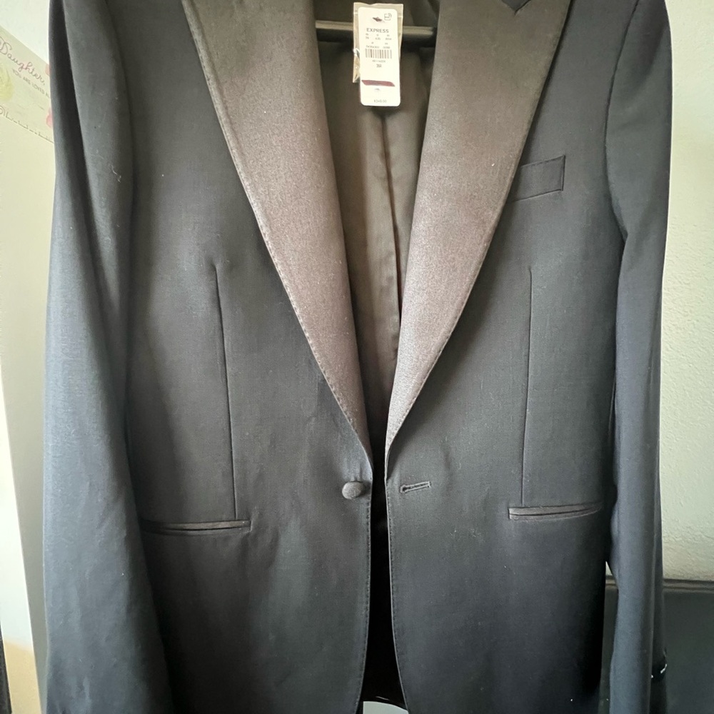 Express extra slim Black wool-blend Tuxedo Jacket